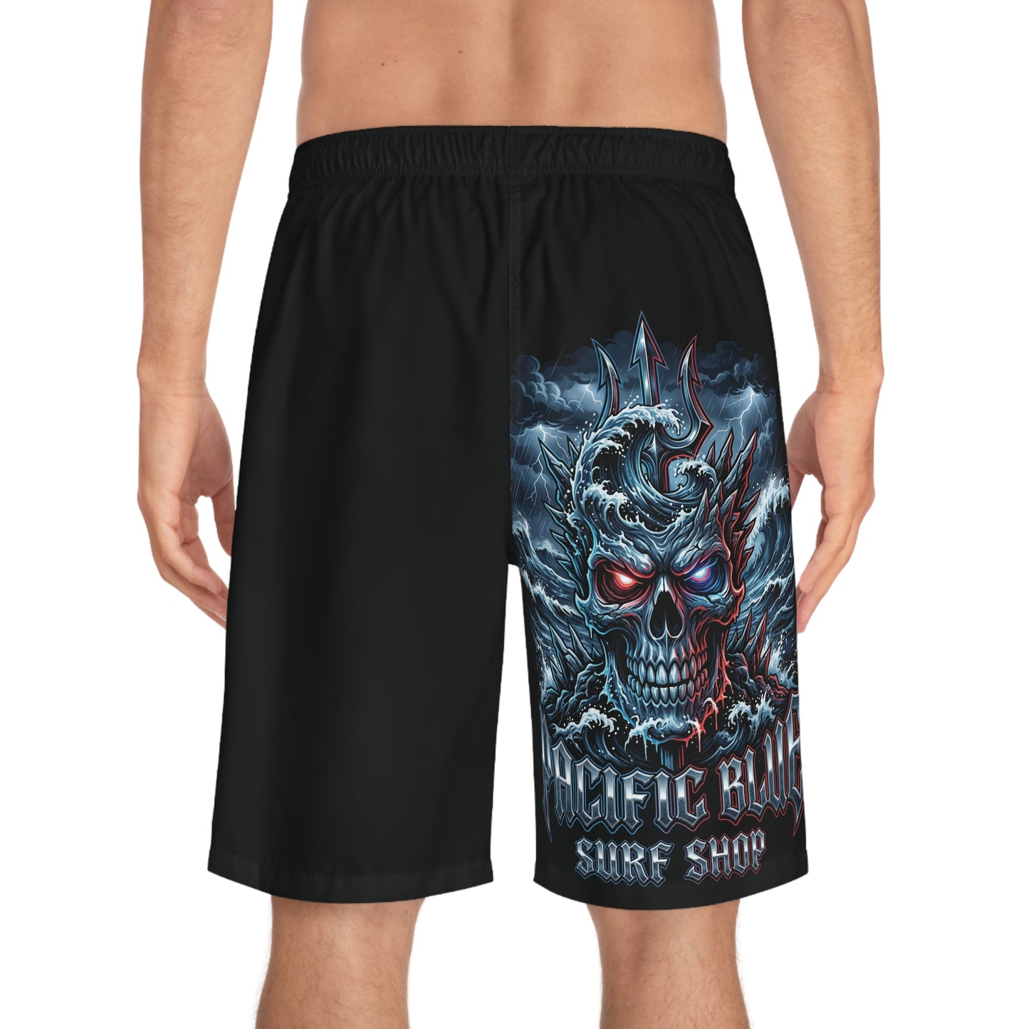 Pacific Blue "Titan" Chrome Skull | Men's Board Shorts