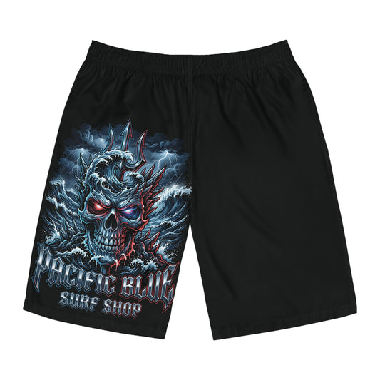 Pacific Blue "Titan" Chrome Skull | Men's Board Shorts