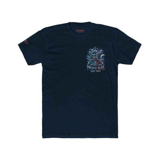 The "Titan" Chrome Skull Tee - Pacific Blue Surf Shop/ Cotton Crew Tee/WCI