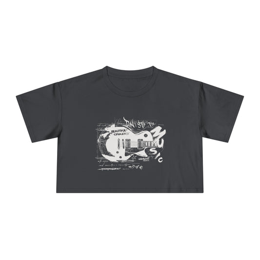 Beautiful Crazy 4/ Music / White /Wicked Clothing Industries / Women's Crop Tee