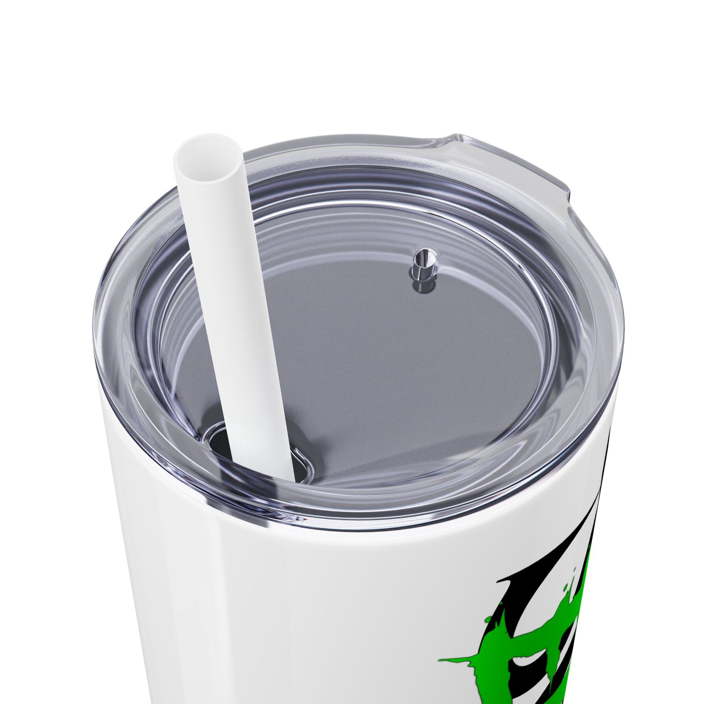 EL423 Soul Neon Green/ White/ Skinny Tumbler with Straw, 20oz
