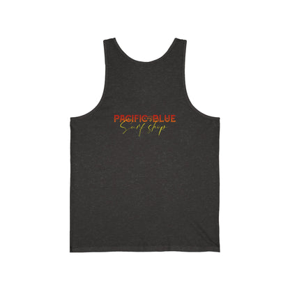 Pacific Blue Surf Shop Sunset Surf 1 / Black  Jersey Tank