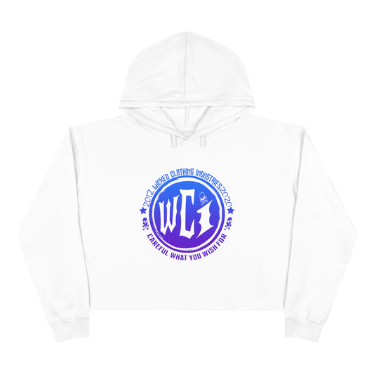 Careful What You Wish For/ Ocean Color/Crop Hoodie