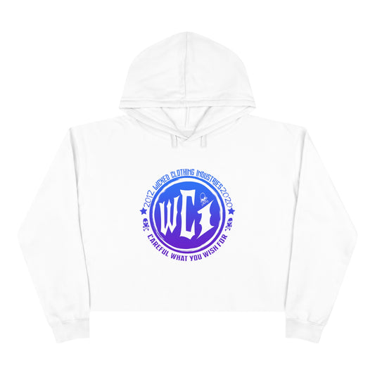 Careful What You Wish For/ Ocean Color/Crop Hoodie