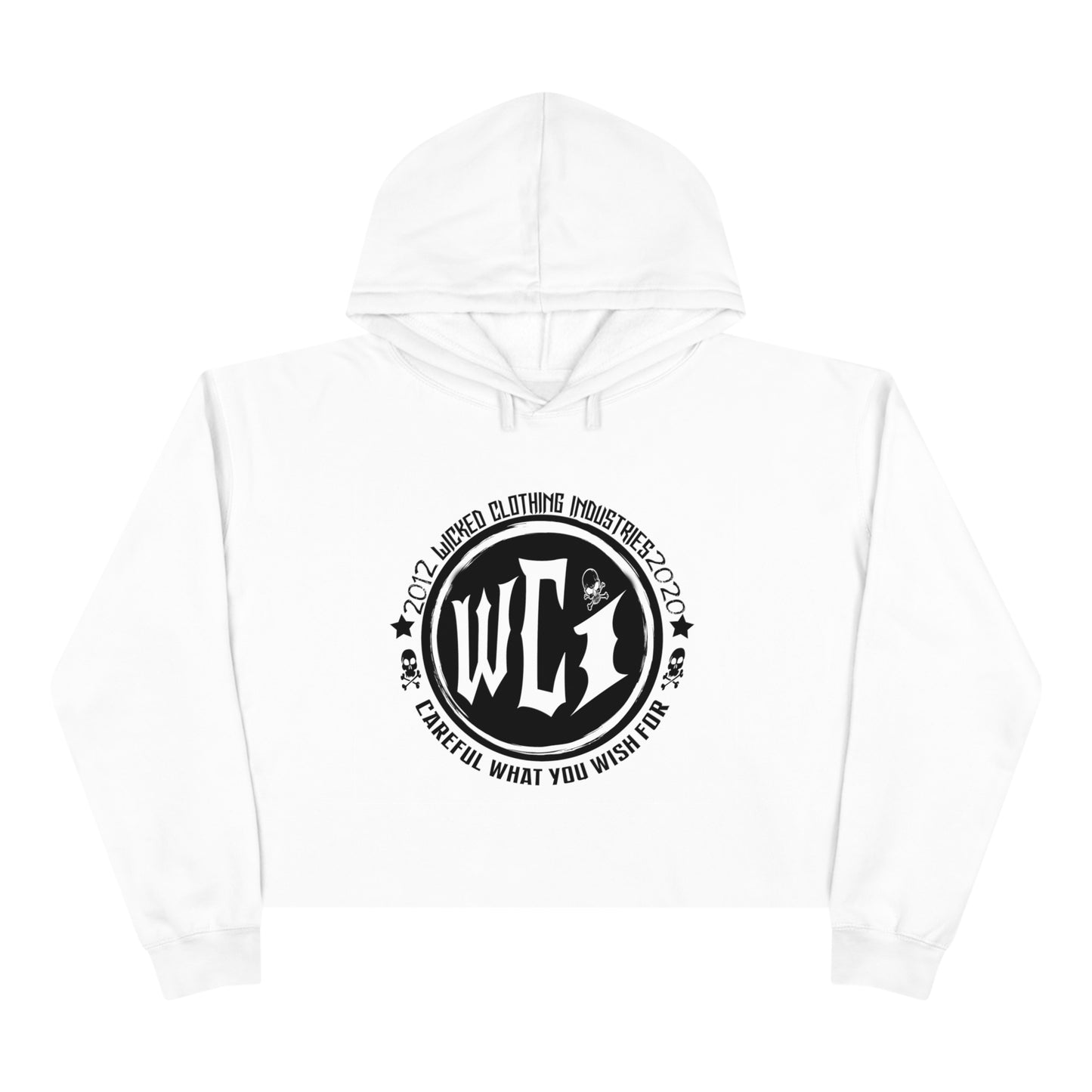 Careful What You Wish For / Black/ White Crop Hoodie