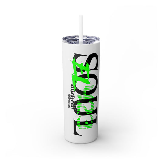 EL423 Soul Neon Green/ White/ Skinny Tumbler with Straw, 20oz