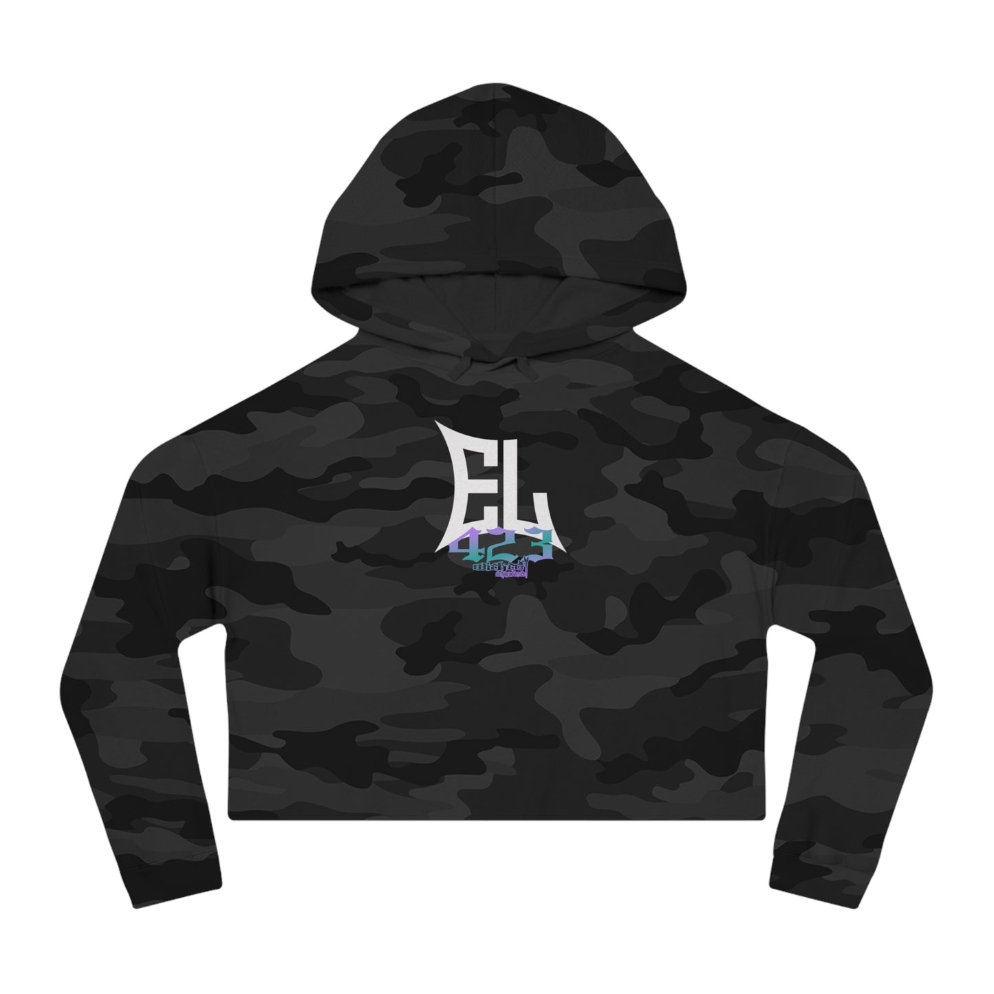 EL423 Purple Teal Bold/ Cropped Hoodie