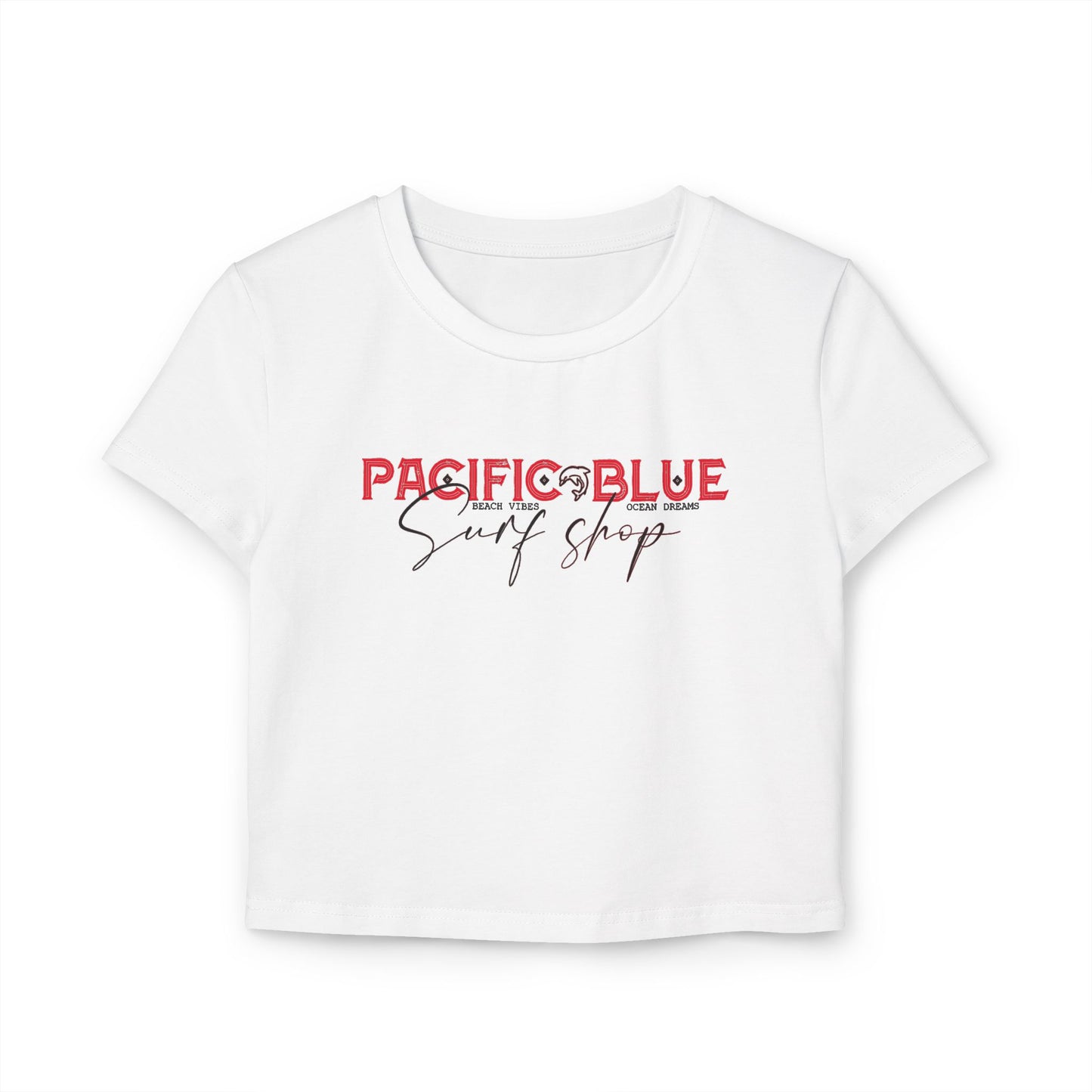 Pacific Blue Surf Shop/ Beach Vibes, Oceans Dreams/ Red/  Baby Tee