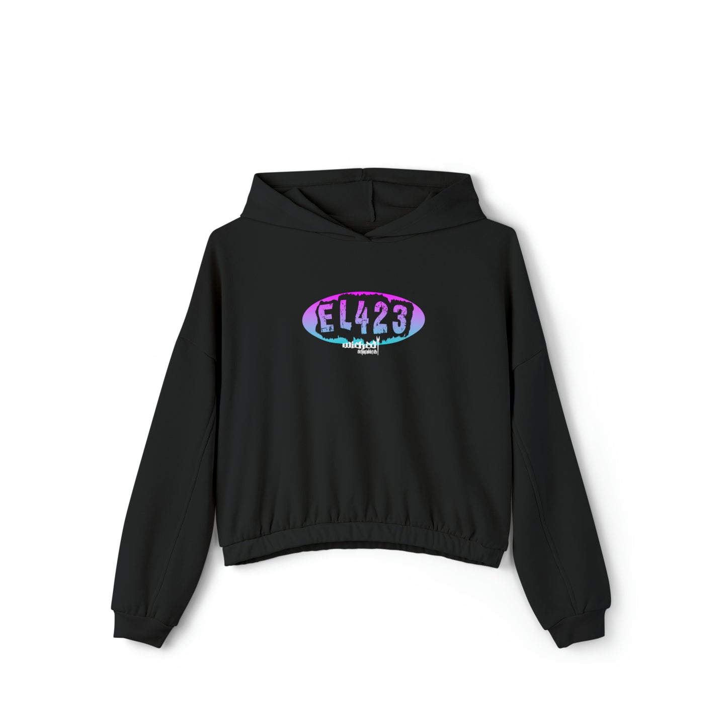 EL423 Alternative Berry Color with Black/ Cinched Bottom Hoodie