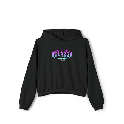 EL423 Alternative Berry Color with Black/ Cinched Bottom Hoodie