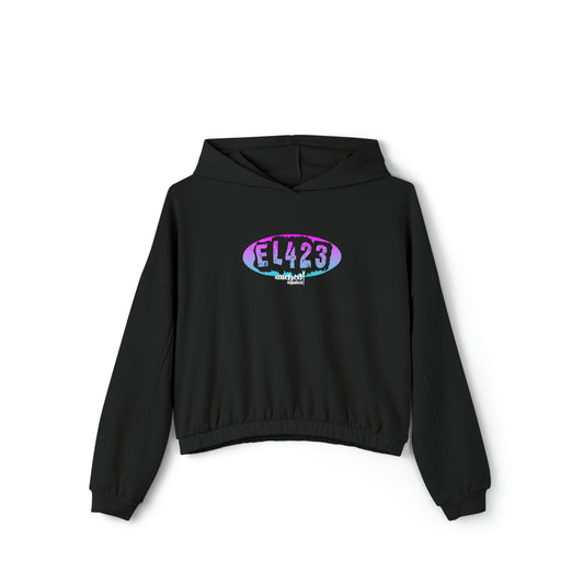 EL423 Alternative Berry Color with Black/ Cinched Bottom Hoodie