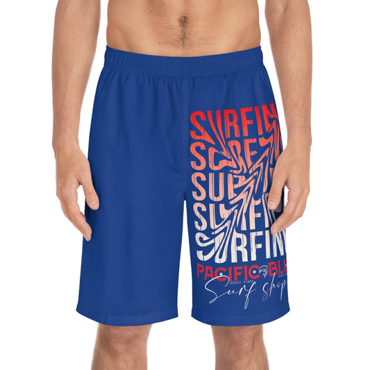 Surfing Swirl Red  and White 1/ Men's Board Shorts