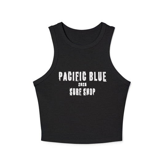 Pacific Blue Surf Shop /2025 /White Color/ Sun, Salt & Sand / Women's Micro Rib Racer Tank Top