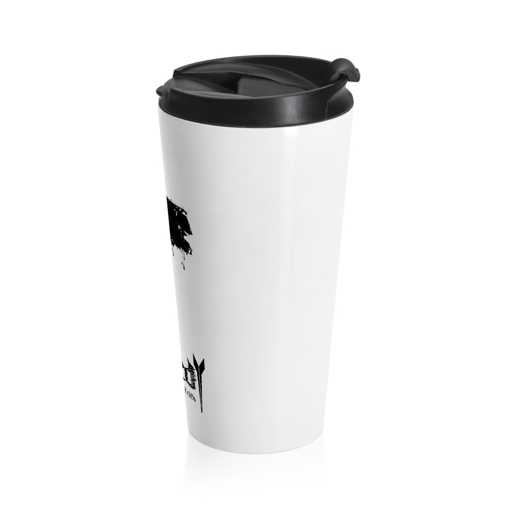 LOVE/Black on White  Stainless Steel Travel Mug