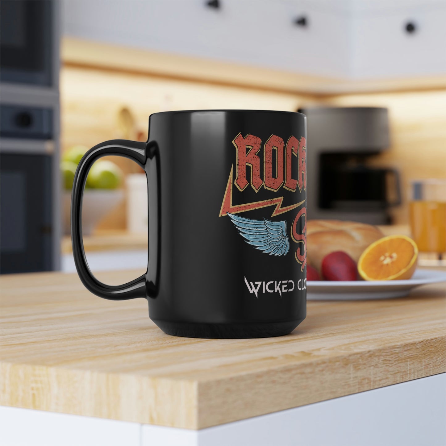 Rock N Roll Soul Black Mug, 15oz