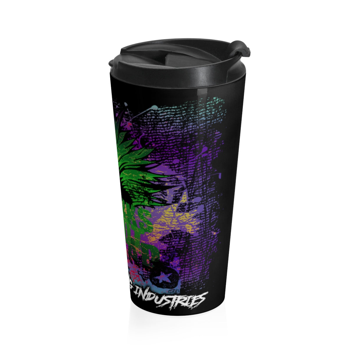 Green & Purple/ Punks Not Dead / Stainless Steel Travel Mug