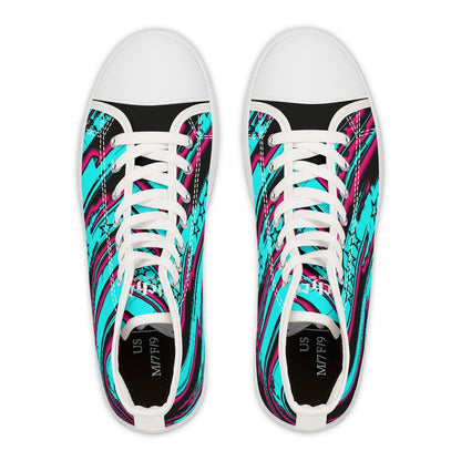 The Edge of Insanity / Teal/ Pink Black High Top Sneakers