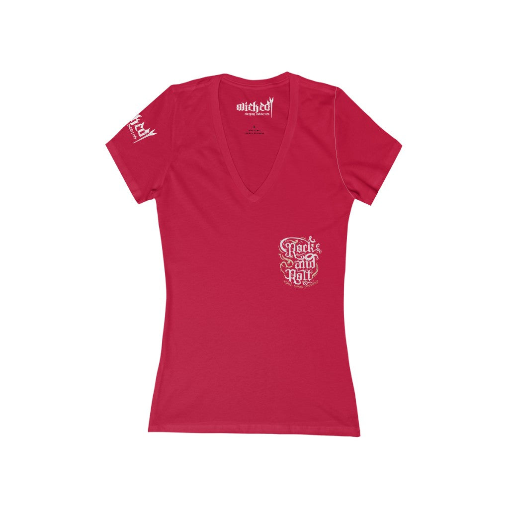Rock and Roll /Women's  Short Sleeve Deep V-Neck Tee Shirt