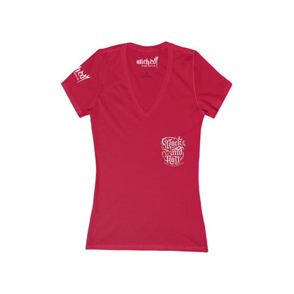Rock and Roll /Women's  Short Sleeve Deep V-Neck Tee Shirt