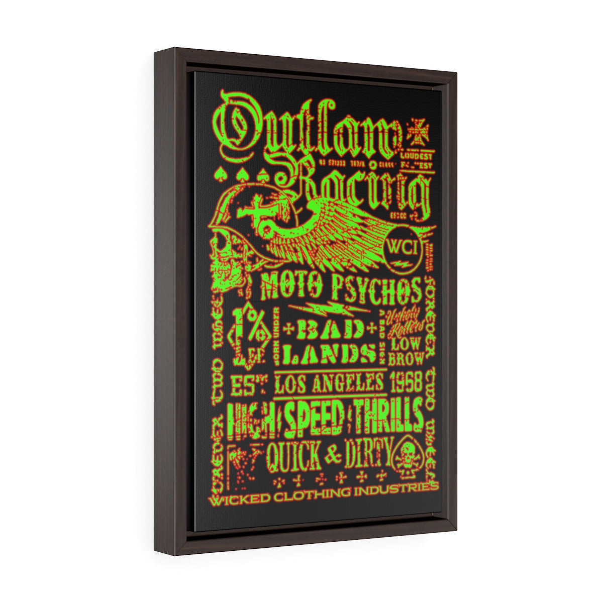 Outlaw Racing/Green/Red/Vertical Framed Wrap Canvas