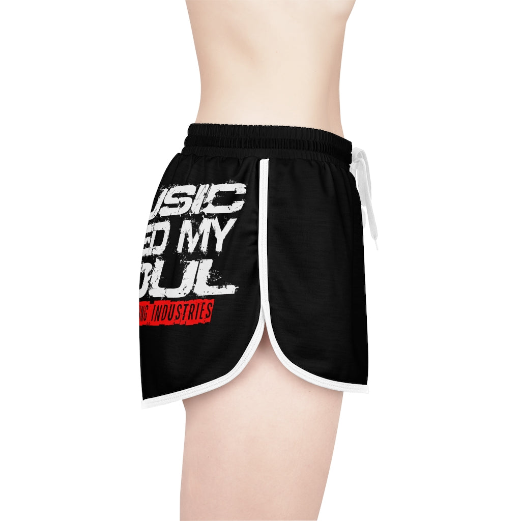 Music Saved My Soul/ Relaxed fit Shorts/ Black/ Print on Backside