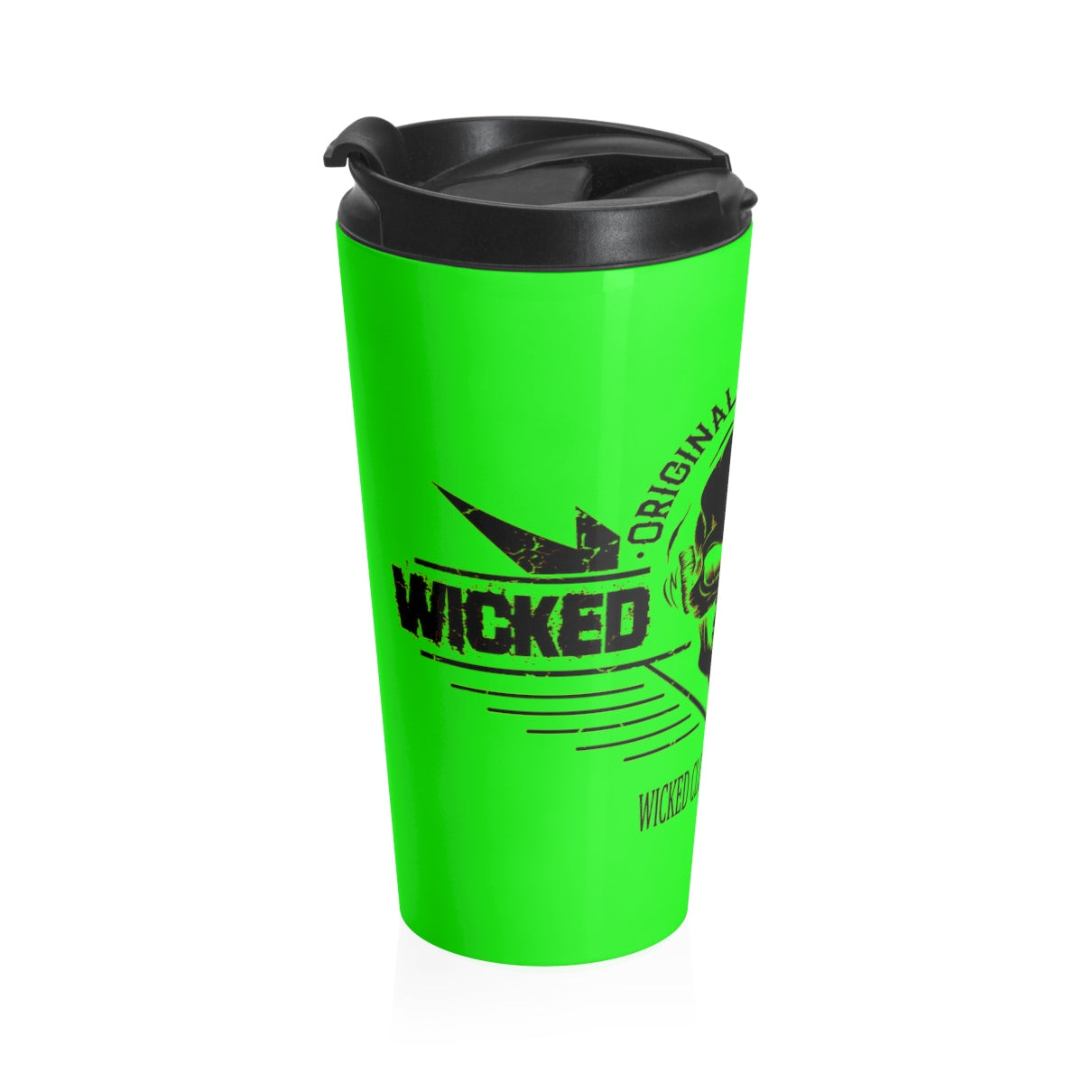 Neon Green/ Wicked Music /Stainless Steel Travel Mug