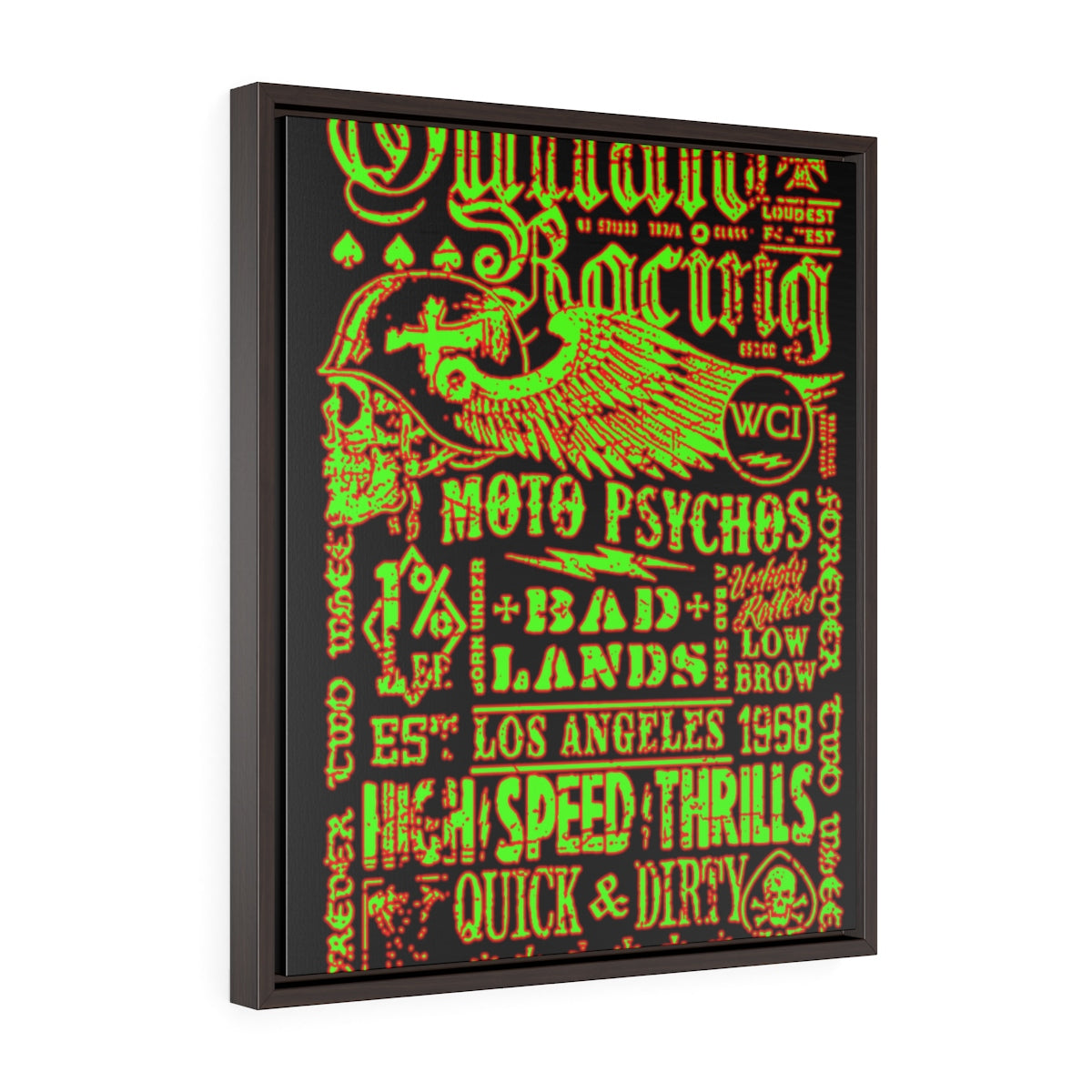 Outlaw Racing/Green/Red/Vertical Framed Wrap Canvas