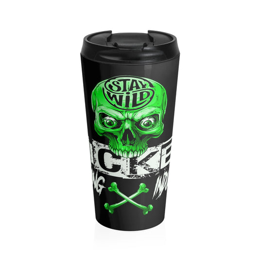 Stay Wild 2/Black/Neon Green/Stainless Steel Travel Mug