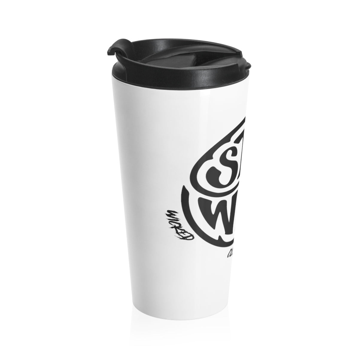 Stay Wild/White N Black/Stainless Steel Travel Mug