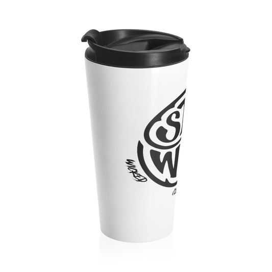 Stay Wild/White N Black/Stainless Steel Travel Mug