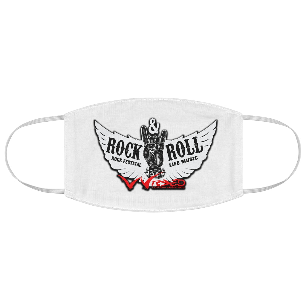 ROCK & ROLL/ WHITE/RED/BLACK  Fabric Face Mask