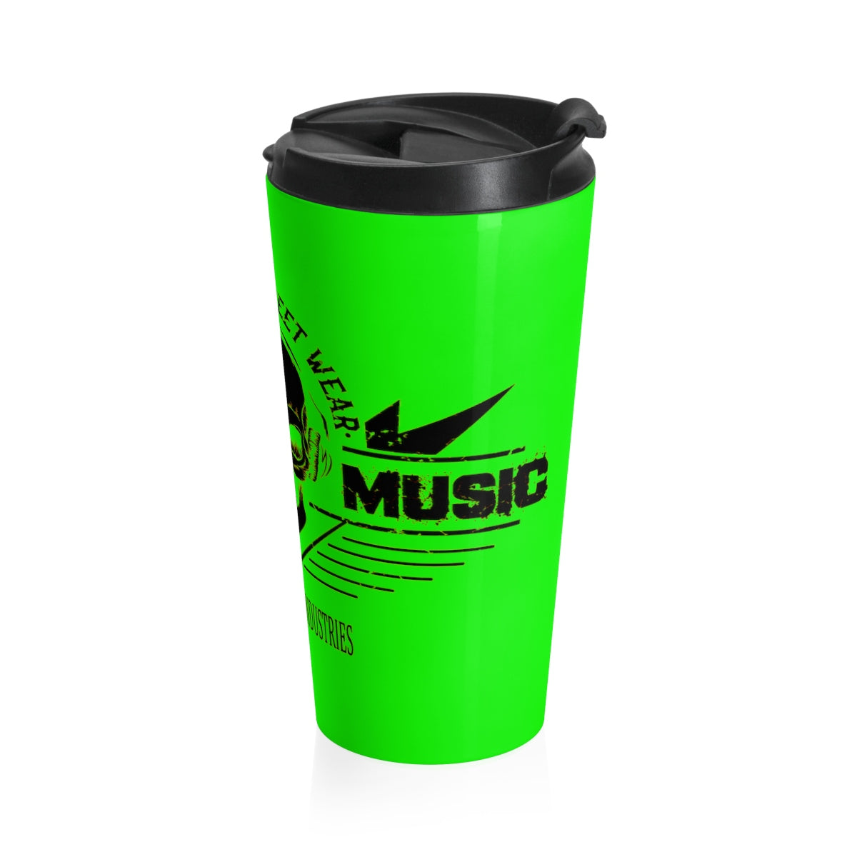 Neon Green/ Wicked Music /Stainless Steel Travel Mug