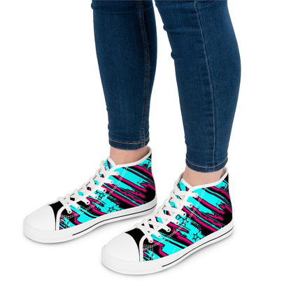 The Edge of Insanity / Teal/ Pink Black High Top Sneakers