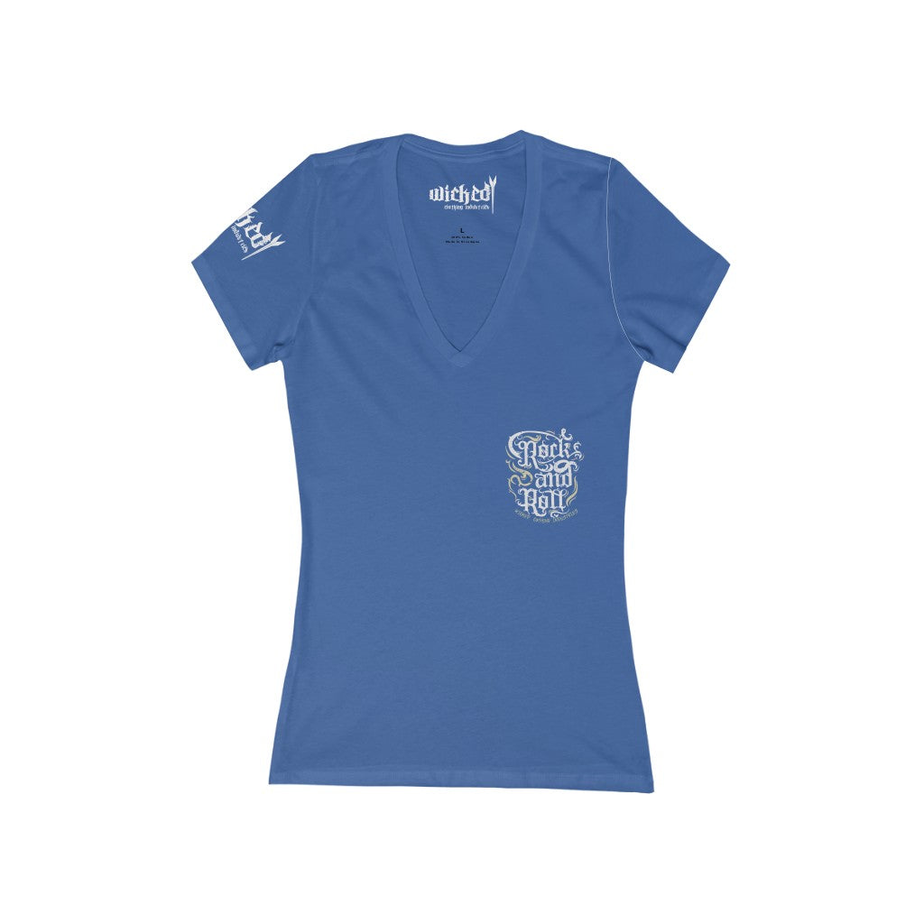 Rock and Roll /Women's  Short Sleeve Deep V-Neck Tee Shirt