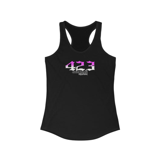 423/Hot Pink with White Racerback Tank Top