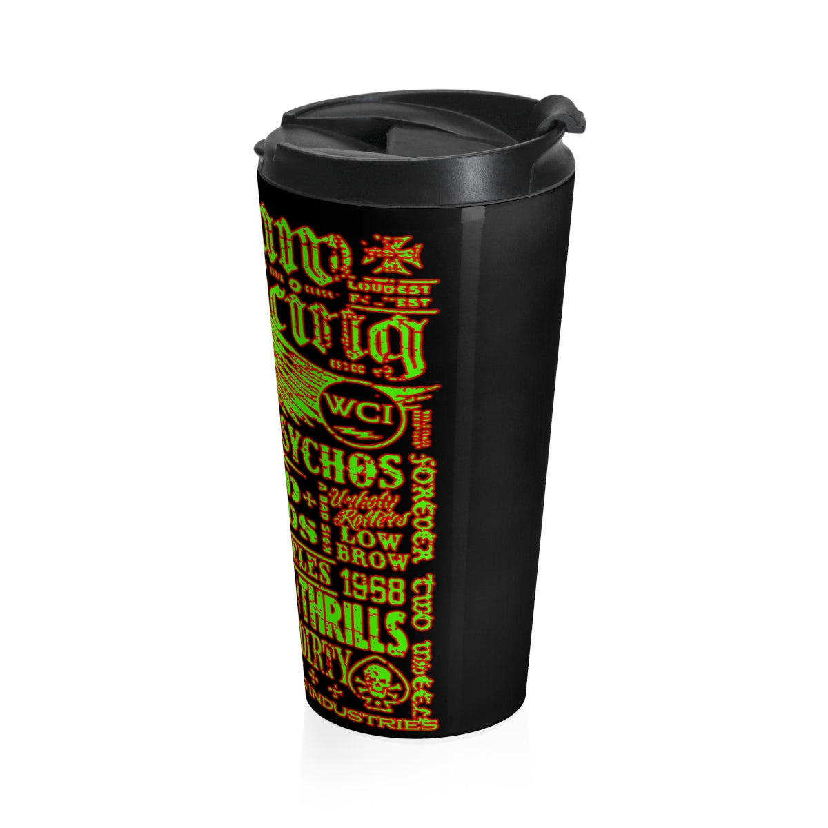 Outlaw Racing/ Green/Red Stainless Steel Travel Mug