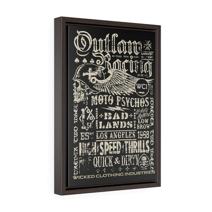 Outlaw Racing/ Faded White/Vertical Framed  Wrap Canvas