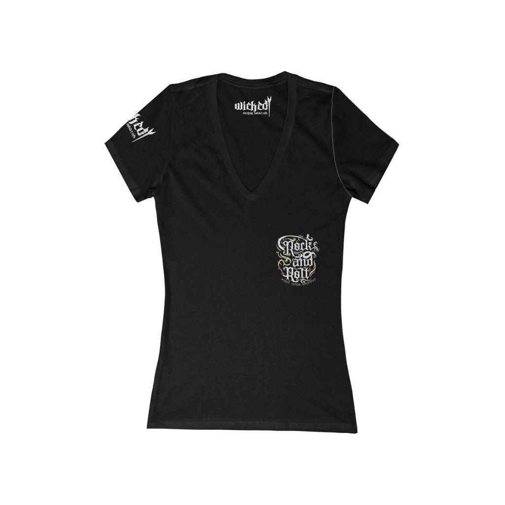 Rock and Roll /Women's  Short Sleeve Deep V-Neck Tee Shirt
