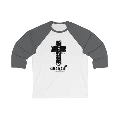 LOVE/ Black Sleeve White Body /3/4 Sleeve Baseball Tee