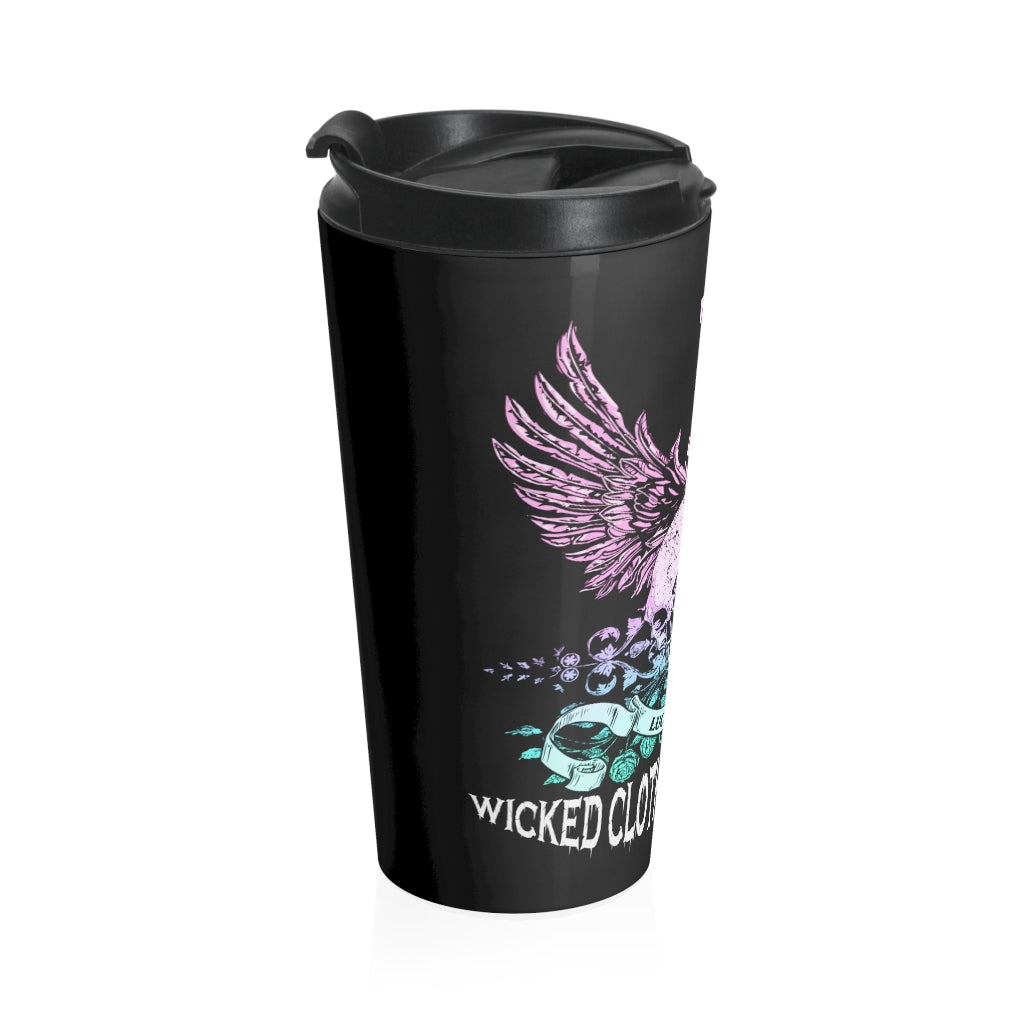 13 Lucky Day Teal Rose/Stainless Steel Travel Mug