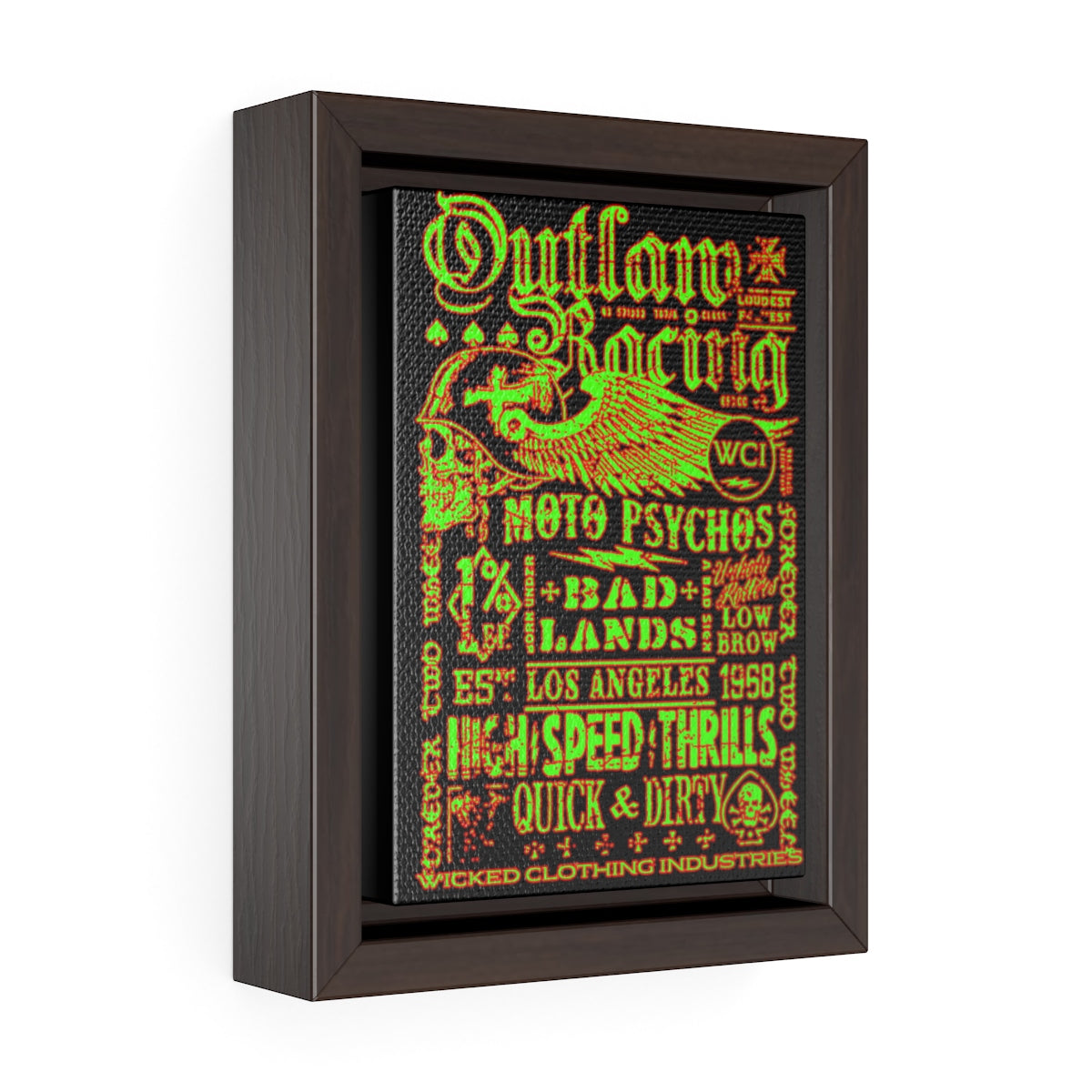 Outlaw Racing/Green/Red/Vertical Framed Wrap Canvas