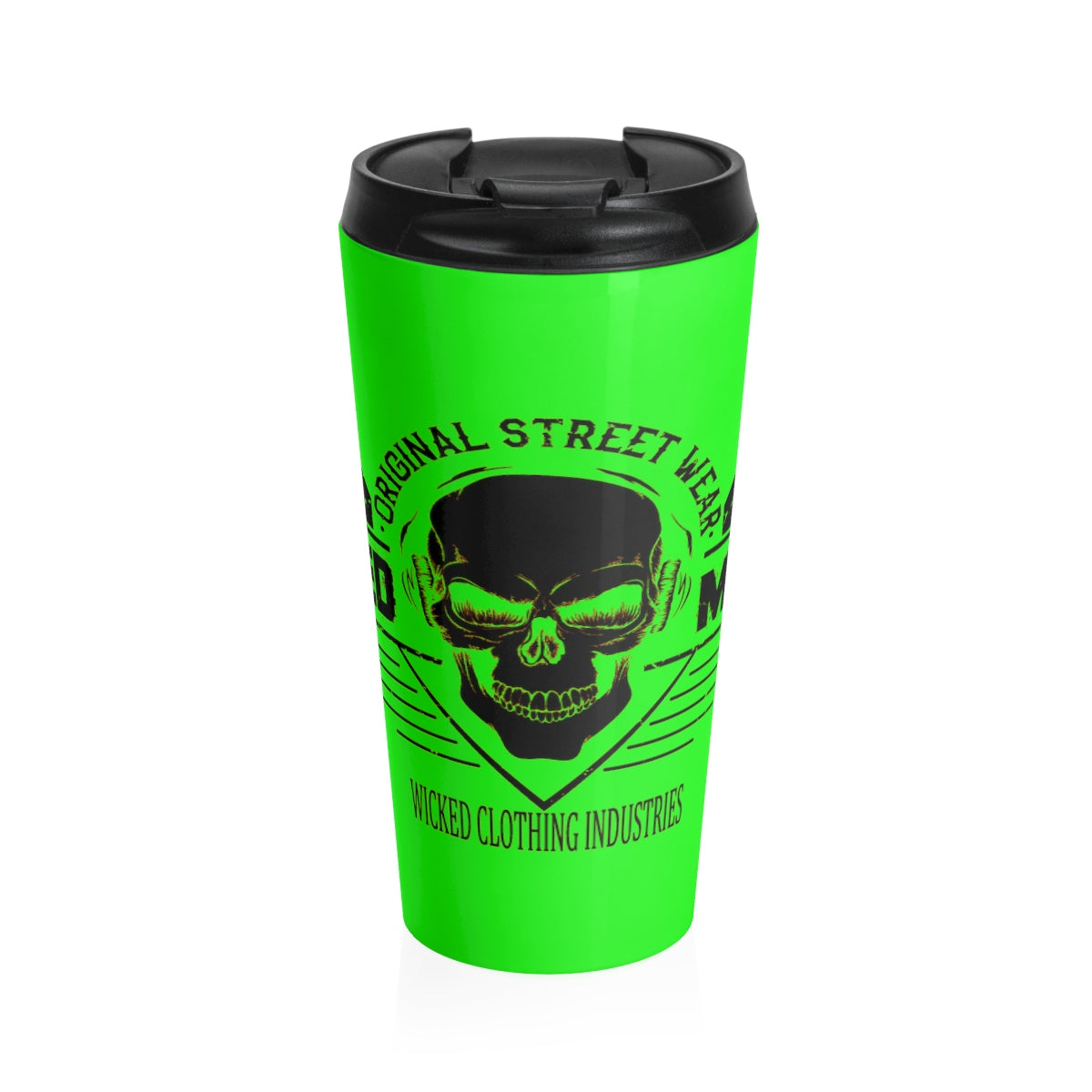 Neon Green/ Wicked Music /Stainless Steel Travel Mug