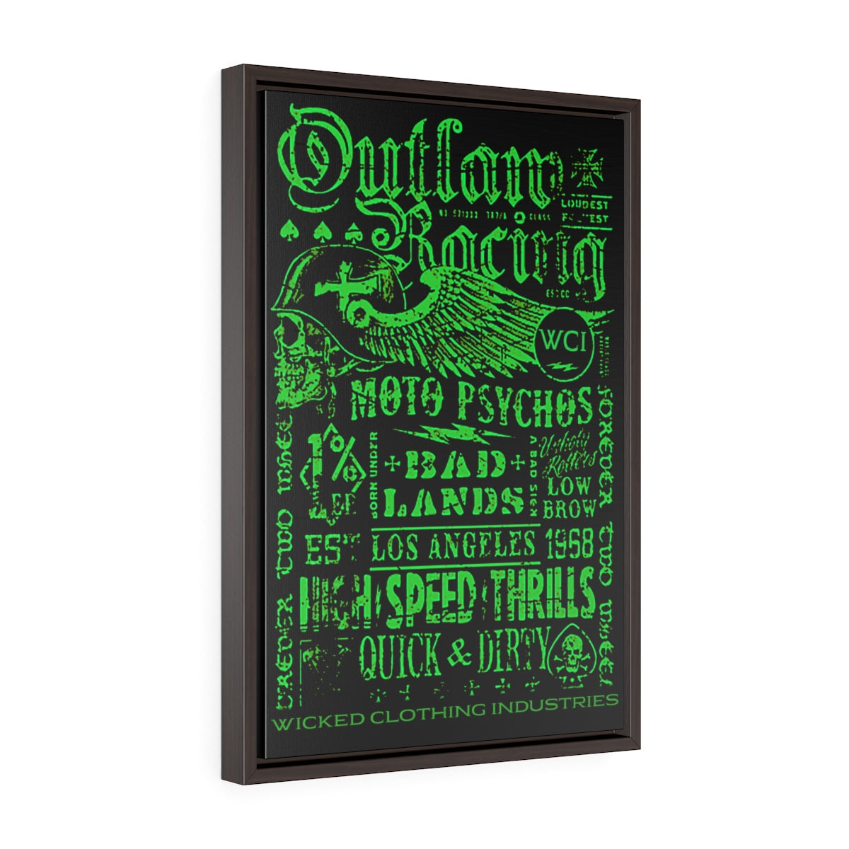 Outlaw Racing/Vertical Framed  Wrap Canvas