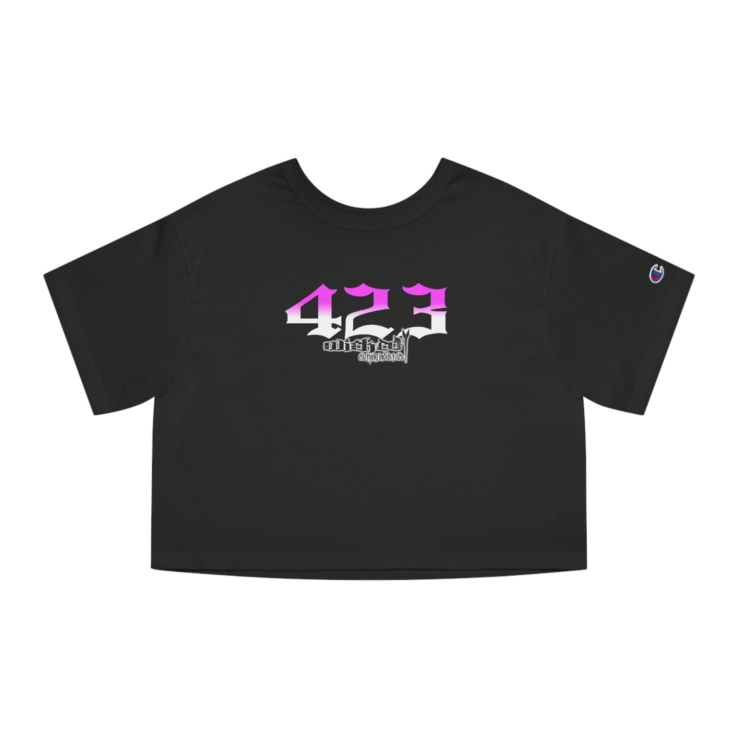 423 Hot Pink & White/ Cropped T-Shirt