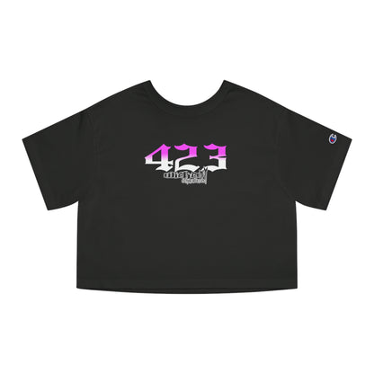 423 Hot Pink & White/ Cropped T-Shirt