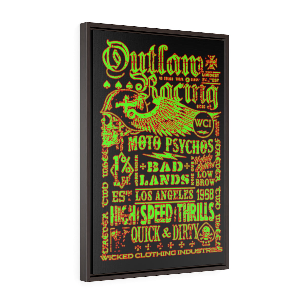 Outlaw Racing/Green/Red/Vertical Framed Wrap Canvas
