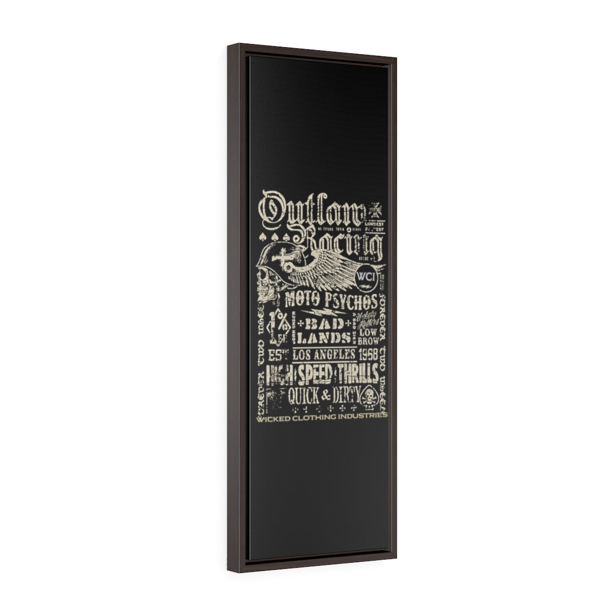Outlaw Racing/ Faded White/Vertical Framed  Wrap Canvas