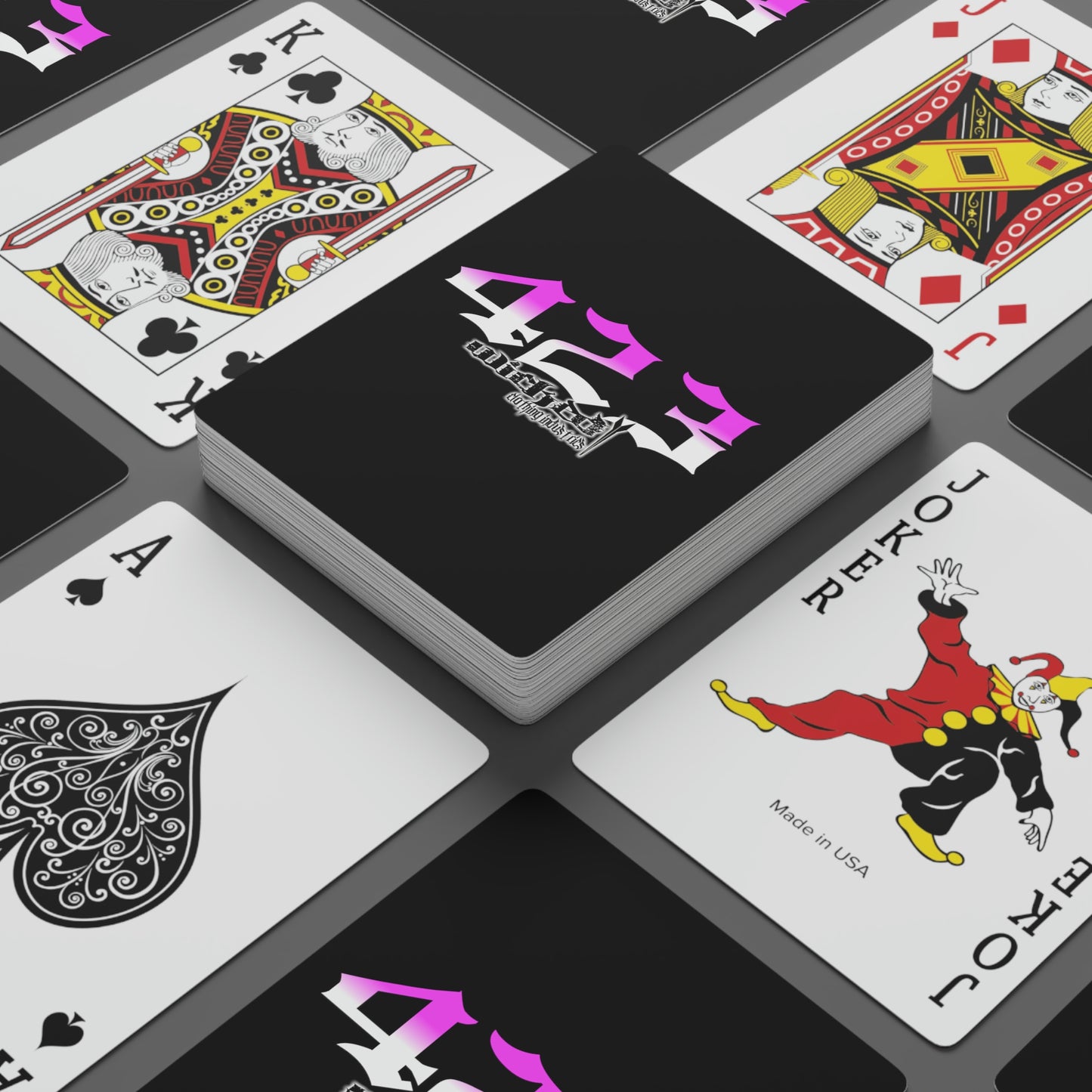 423 Hot Pink /White/ Poker Cards