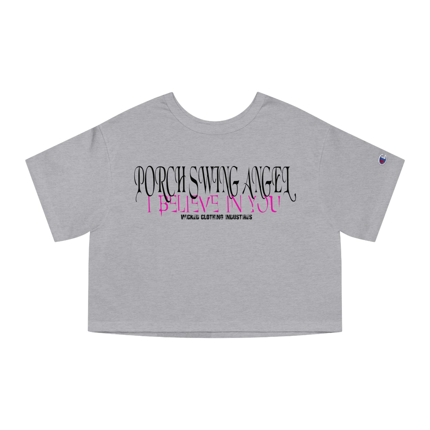 Porch Swing Angel 2 Pink  E.L. Cropped T-Shirt