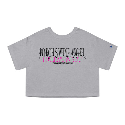 Porch Swing Angel 2 Pink  E.L. Cropped T-Shirt